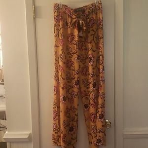 Like an angel split leg pants size XL new with tag floral mustard multi color